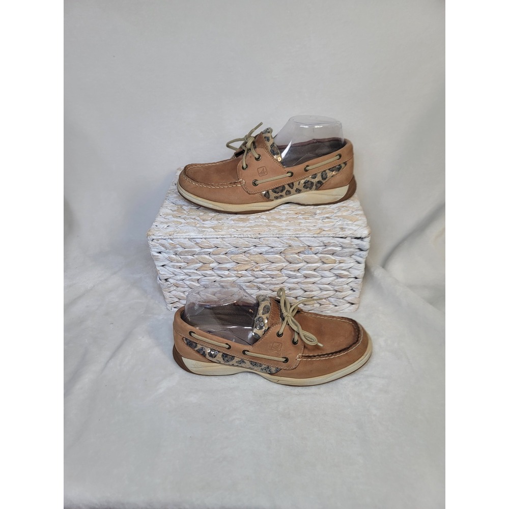 Sperry Top Sider Coastal Nautical Preppy Loafers Boat Shoe Animal Print Size 8.5